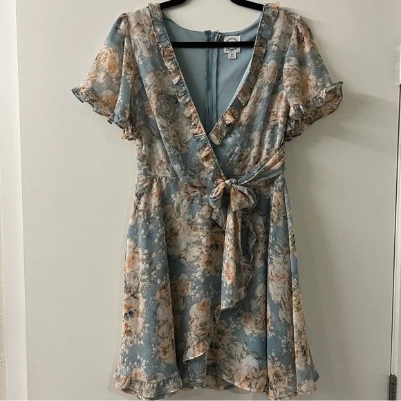 Francesca's Collections | Dresses | Francescas Light Blue Floral Wrap Dress  | Poshmark